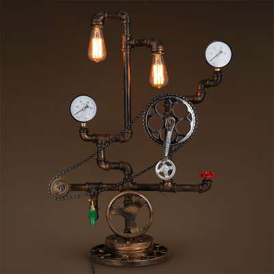 New American vintage nostalgic water pipe table lamps for bar light decoration fixture lighting